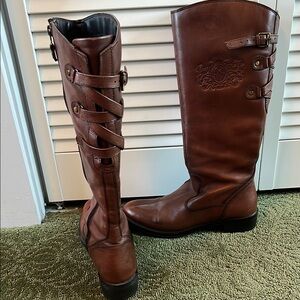 Bussola Brown Over the Knee Boots with Equestrian Design